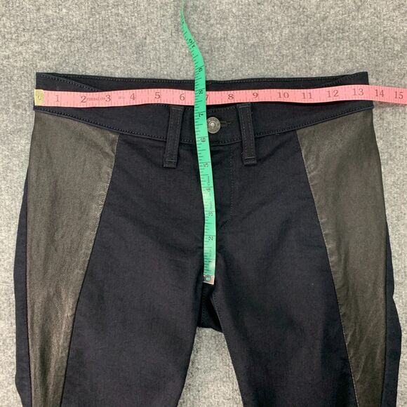 Rag & Bone Pop Jegging Women 25 Midnight Denim Lamb Leather Panel Stretch Skinny - Picture 5 of 13